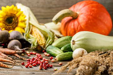 Image showing Cranberry and veggies in Thanksgiving