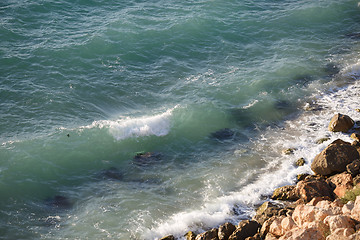 Image showing Beautiful coastline with large rocks and clear sea