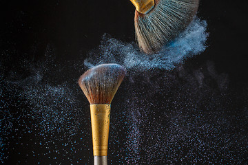Image showing Thick professional brush and loose powder particles
