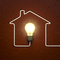 Image showing a light bulb building a house with the cable