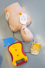 Image showing First aid resuscitation course using AED.