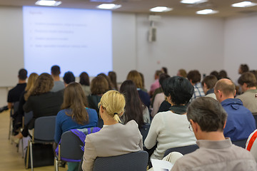 Image showing Audience in lecture hall on scientific conference.