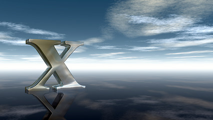 Image showing metal uppercase letter x under cloudy sky - 3d rendering