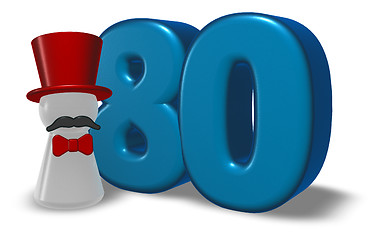 Image showing number eighty and pawn with hat and beard - 3d rendering