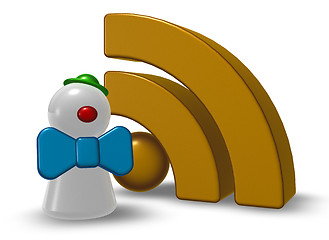 Image showing clown pawn and rss symbol - 3d rendering