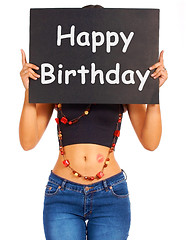 Image showing Happy Birthday Sign For Greeting From Girl