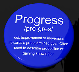 Image showing Progress Definition Button Showing Achievement Growth And Develo