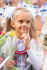 Image showing First grader on the first line of thought happily September