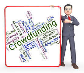 Image showing Crowdfunding Word Shows Raising Funds And Crowd-Funding