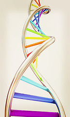 Image showing DNA structure model on white. 3D illustration. Vintage style.