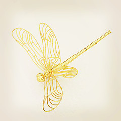 Image showing Dragonfly. 3D illustration. Vintage style.