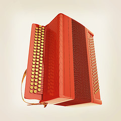 Image showing Musical icon instruments - bayan. 3D illustration. Vintage style