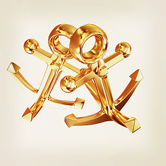 Image showing Gold anchors. 3D illustration. Vintage style.