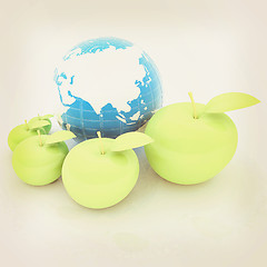 Image showing Earth and apples around - from the smallest to largest. Global d