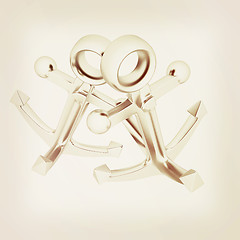 Image showing anchors. 3D illustration. Vintage style.