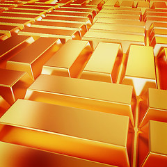 Image showing gold bars. 3D illustration. Vintage style.