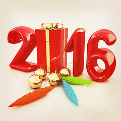 Image showing Happy new 2016 year. 3D illustration. Vintage style.