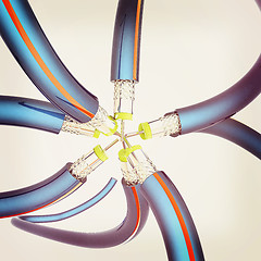 Image showing Cables for high tech connect. 3D illustration. Vintage style.