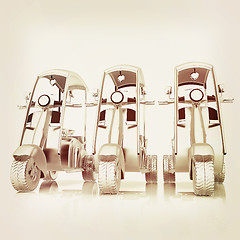 Image showing scooters. 3D illustration. Vintage style.