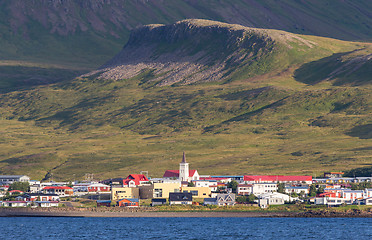 Image showing Grundarfjordur city near Kirkjufell mountain, Iceland.