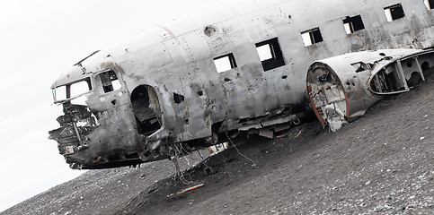 Image showing The abandoned wreck of a US military plane on Southern Iceland