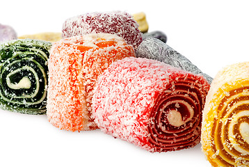 Image showing Pile of Turkish Delight in a row