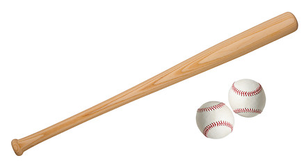 Image showing baseball ball and bats