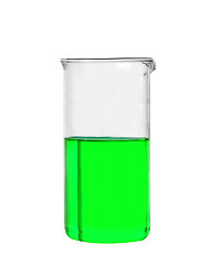 Image showing Chemical laboratory flask with green liquid