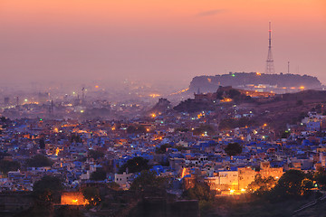 Image showing Aerial view of Jodhpur in twilight