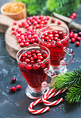 Image showing cranberry drink and berries