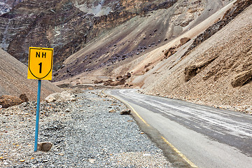 Image showing Srinagar Leh national highway NH-1 in Himalayas. Ladakh, India