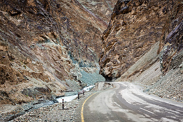 Image showing Srinagar Leh national highway NH-1 in Himalayas. Ladakh, India