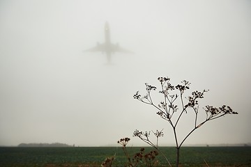 Image showing Airplane in thick fog