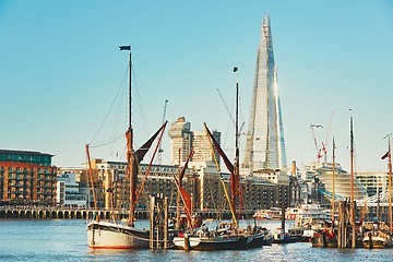 Image showing Old part of London with skyscraper The Shard