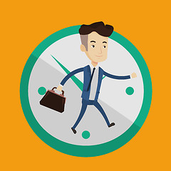 Image showing Businessman running on clock background.