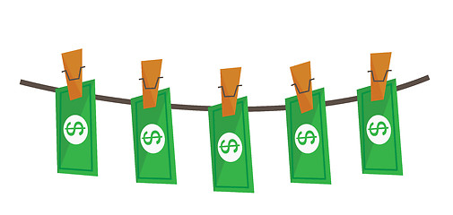 Image showing laundered dollars on rope vector illustration.