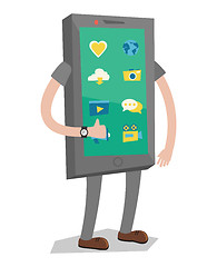 Image showing Smartphone with arms and legs vector illustration.