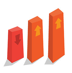 Image showing Bar chart with up and down arrows.