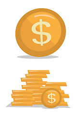 Image showing Gold coin with dollar sign vector illustration.