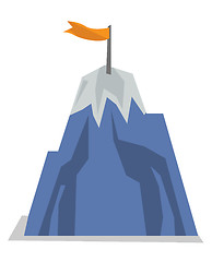 Image showing Mountain peak with flag vector illustration.