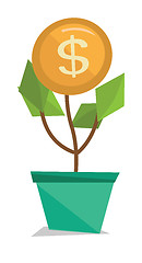 Image showing Money flower with golden coin vector illustration.