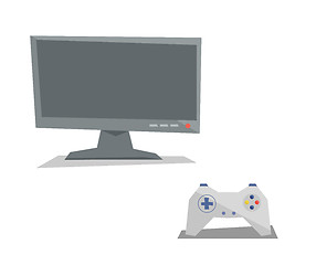 Image showing Game controller and screen vector illustration.