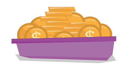 Image showing Golden coins in the bowl vector illustration.
