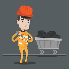 Image showing Miner checking documents vector illustration.