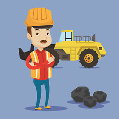 Image showing Miner with a big excavator on background.