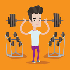 Image showing Man lifting barbell vector illustration.