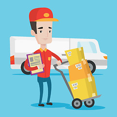 Image showing Delivery man with cardboard boxes.