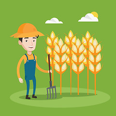 Image showing Farmer with pitchfork vector illustration.