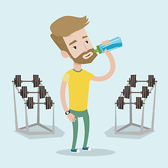 Image showing Sportive man drinking water vector illustration.