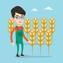 Image showing Farmer in wheat field vector illustration.